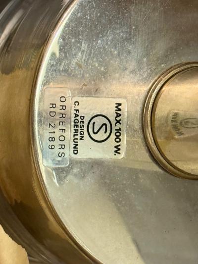 Carl Fagerlund Carl Fagerlund Swedish Modern Nickel Glass Table Lamps Sweden 1960s