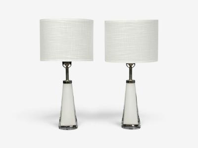 Carl Fagerlund Carl Fagerlund Swedish Modern Table Lamps White Glass Sweden 1960s