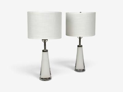 Carl Fagerlund Carl Fagerlund Swedish Modern Table Lamps White Glass Sweden 1960s