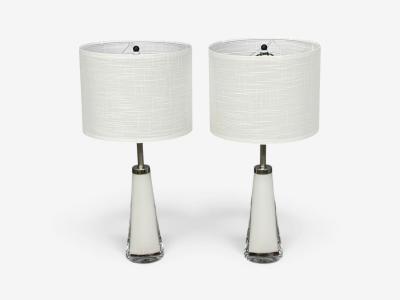 Carl Fagerlund Carl Fagerlund Swedish Modern Table Lamps White Glass Sweden 1960s