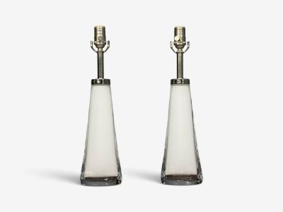 Carl Fagerlund Carl Fagerlund Swedish Modern Table Lamps White Glass Sweden 1960s