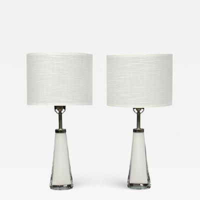 Carl Fagerlund Carl Fagerlund Swedish Modern Table Lamps White Glass Sweden 1960s