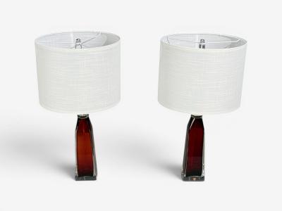 Carl Fagerlund Carl Fagerlund Table Lamps Red Glass Sweden 1950s