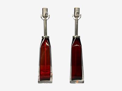 Carl Fagerlund Carl Fagerlund Table Lamps Red Glass Sweden 1950s