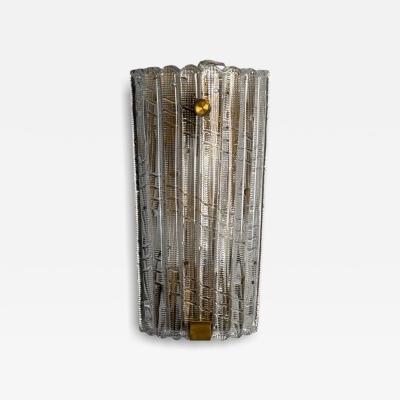 Carl Fagerlund Carl Fagerlund Textured Glass Brass Large Wall Sconce Sweden 1940s