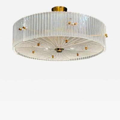 Carl Fagerlund Carl Fagerlund Textured Glass Brass Pendant Light Sweden 1960s