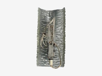 Carl Fagerlund Carl Fagerlund Textured Glass Brass Wall Lights Sweden 1960s