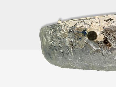 Carl Fagerlund Carl Fagerlund Textured Glass Nickel Flush Mount Fixture Sweden 1950s