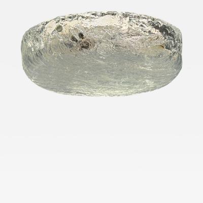 Carl Fagerlund Carl Fagerlund Textured Glass Nickel Flush Mount Fixture Sweden 1950s