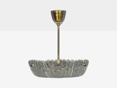 Carl Fagerlund Chandelier Textured Glass Brass Sweden 1960s