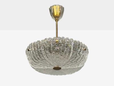 Carl Fagerlund Chandelier Textured Glass Brass Sweden 1960s