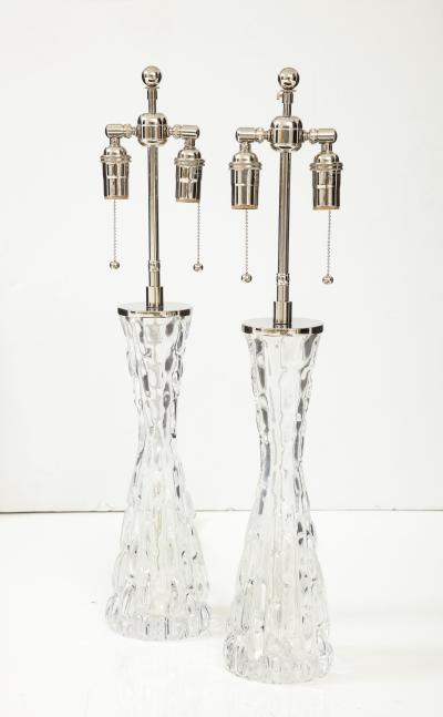 Carl Fagerlund Extra Large Pair of 1970s Crystal Lamps by Carl Fagerlund for Orrefors 