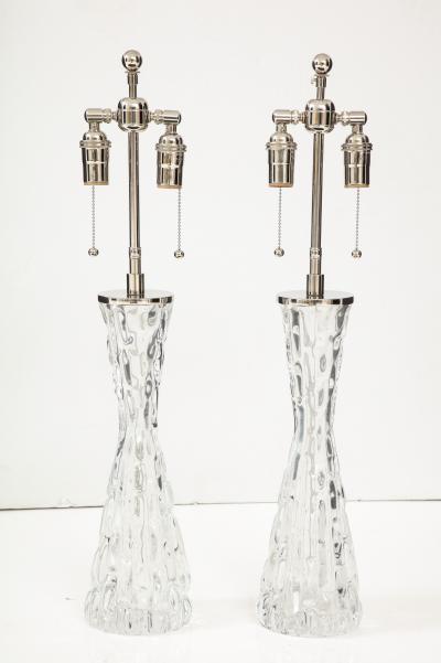 Carl Fagerlund Extra Large Pair of 1970s Crystal Lamps by Carl Fagerlund for Orrefors 