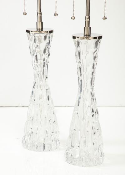 Carl Fagerlund Extra Large Pair of 1970s Crystal Lamps by Carl Fagerlund for Orrefors 