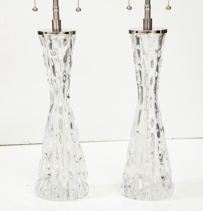 Carl Fagerlund Extra Large Pair of 1970s Crystal Lamps by Carl Fagerlund for Orrefors 