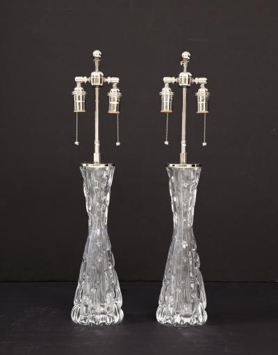 Carl Fagerlund Extra Large Pair of 1970s Crystal Lamps by Carl Fagerlund for Orrefors 