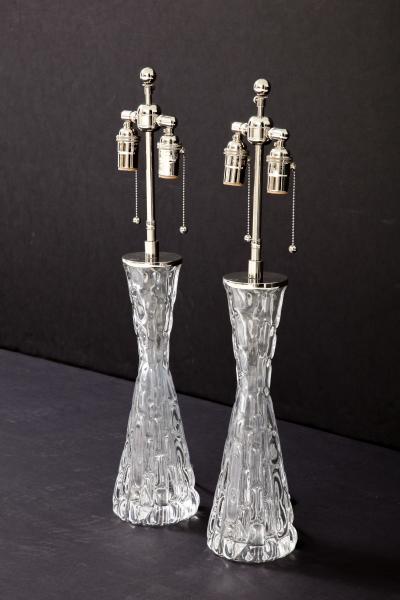 Carl Fagerlund Extra Large Pair of 1970s Crystal Lamps by Carl Fagerlund for Orrefors 