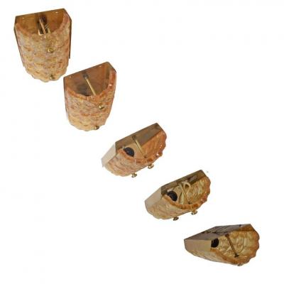 Carl Fagerlund Five Amber Sconces by Carl Fagerlund for Orrefors
