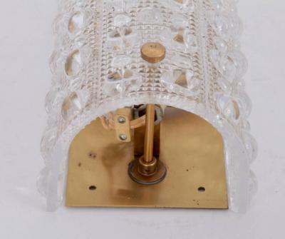 Carl Fagerlund Huge Pair of Brass Carl Fagerlund Wall Lamps by Lyfa and Orrefors Glass