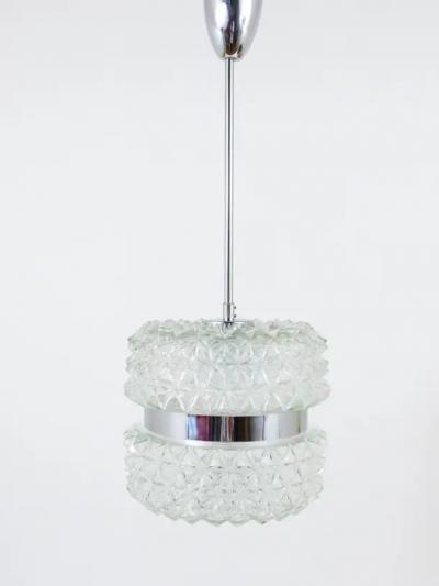 Carl Fagerlund Karl Fagerlund Style Chrome and Faceted Glass Pendant Light from the 1960s
