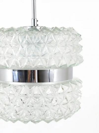 Carl Fagerlund Karl Fagerlund Style Chrome and Faceted Glass Pendant Light from the 1960s
