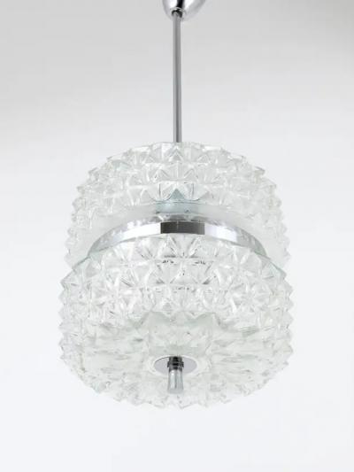 Carl Fagerlund Karl Fagerlund Style Chrome and Faceted Glass Pendant Light from the 1960s
