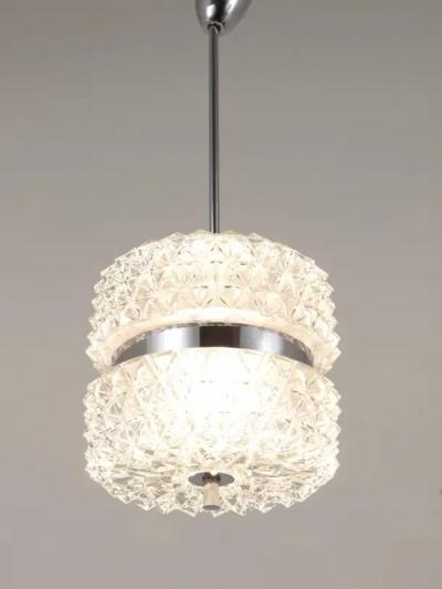 Carl Fagerlund Karl Fagerlund Style Chrome and Faceted Glass Pendant Light from the 1960s