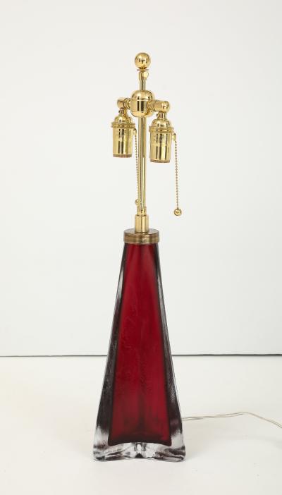 Carl Fagerlund Large Ruby Red Frosted Crystal Lamp by Carl Fagerlund for Orrefors 