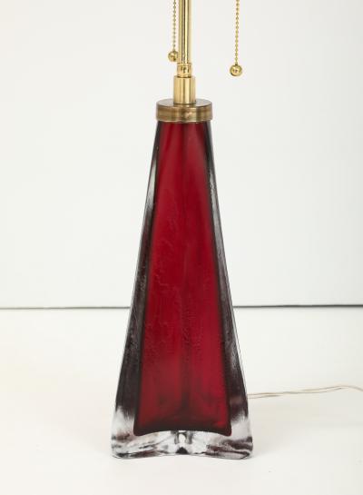 Carl Fagerlund Large Ruby Red Frosted Crystal Lamp by Carl Fagerlund for Orrefors 