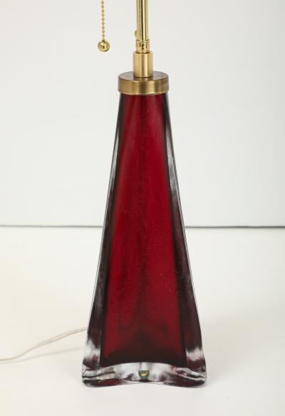 Carl Fagerlund Large Ruby Red Frosted Crystal Lamp by Carl Fagerlund for Orrefors 
