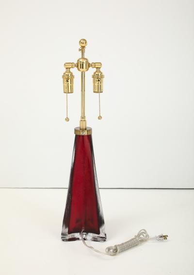 Carl Fagerlund Large Ruby Red Frosted Crystal Lamp by Carl Fagerlund for Orrefors 