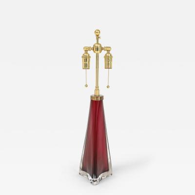 Carl Fagerlund Large Ruby Red Frosted Crystal Lamp by Carl Fagerlund for Orrefors 