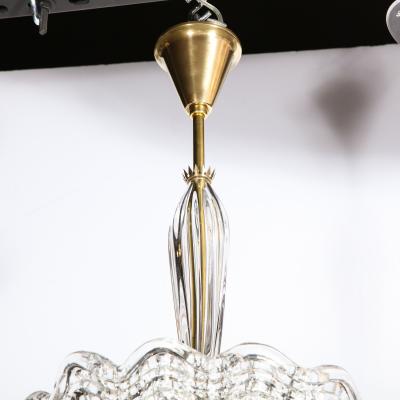 Carl Fagerlund Mid Century Modern Glass Brass Chandelier by Carl Fagerlund for Orrefors