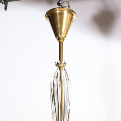 Carl Fagerlund Mid Century Modern Glass Brass Chandelier by Carl Fagerlund for Orrefors