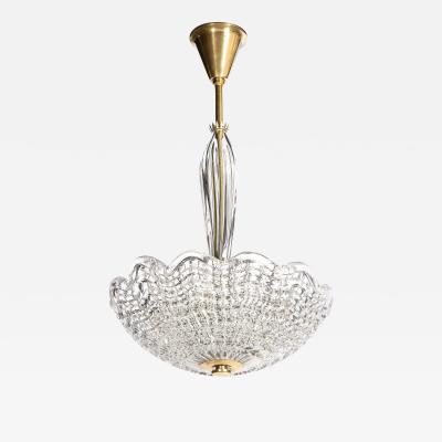 Carl Fagerlund Mid Century Modern Glass Brass Chandelier by Carl Fagerlund for Orrefors