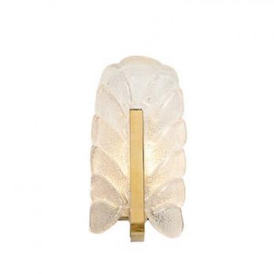 Carl Fagerlund Mid Century Mottled Glass Brass Leaf Sconces by Carl Fagerlund for Orrefors