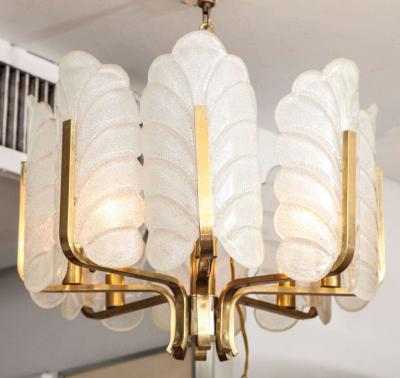 Carl Fagerlund Murano Glass Brass 8 Light Chandelier by Carl Fagerlund for Orrefors