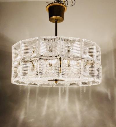 Carl Fagerlund Orrefors Carl Fagerlund 1950s Swedish Mid Century Flush Pendant