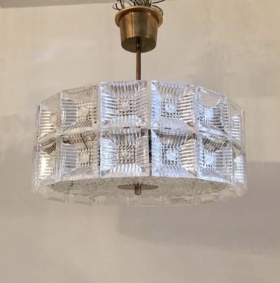 Carl Fagerlund Orrefors Carl Fagerlund 1950s Swedish Mid Century Flush Pendant