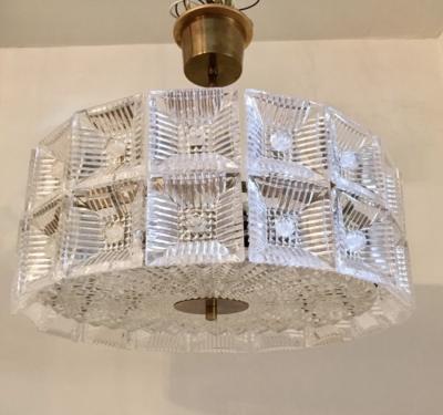 Carl Fagerlund Orrefors Carl Fagerlund 1950s Swedish Mid Century Flush Pendant