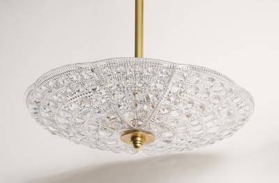Carl Fagerlund Pair of 1950s Crystal and Brass Chandeliers by Carl Fagerlund for Orrefors 