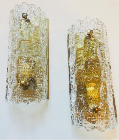 Carl Fagerlund Pair of 1950s Swedish Orrefors Crystal Mid Century Wall Lamps