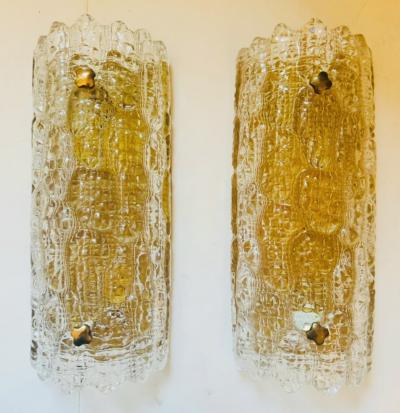 Carl Fagerlund Pair of 1950s Swedish Orrefors Crystal Mid Century Wall Lamps
