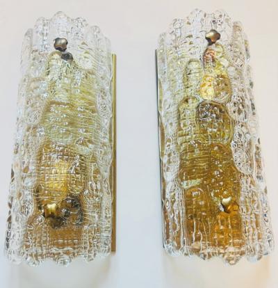 Carl Fagerlund Pair of 1950s Swedish Orrefors Crystal Mid Century Wall Lamps