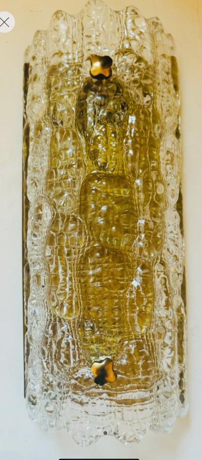 Carl Fagerlund Pair of 1950s Swedish Orrefors Crystal Mid Century Wall Lamps