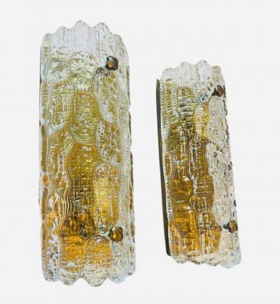 Carl Fagerlund Pair of 1950s Swedish Orrefors Crystal Mid Century Wall Lamps