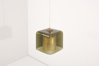 Carl Fagerlund Pair of Carl Fagerlund Pendant Lamps for Orrefors Sweden 1960s