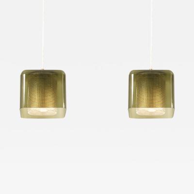 Carl Fagerlund Pair of Carl Fagerlund Pendant Lamps for Orrefors Sweden 1960s