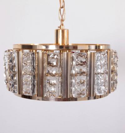 Carl Fagerlund Pair of Carl Fagerlund Pendant Lamps in Brass and Orrefors Glass by Lyfa