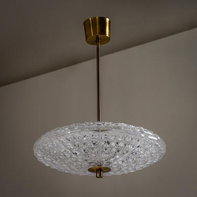 Carl Fagerlund Pair of Pendant Lights in Orrefors Crystal and Brass by Carl Fagerlund